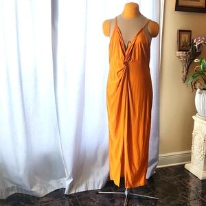 Shein Gold V Neck Date Night Dress, Sz 2XL
